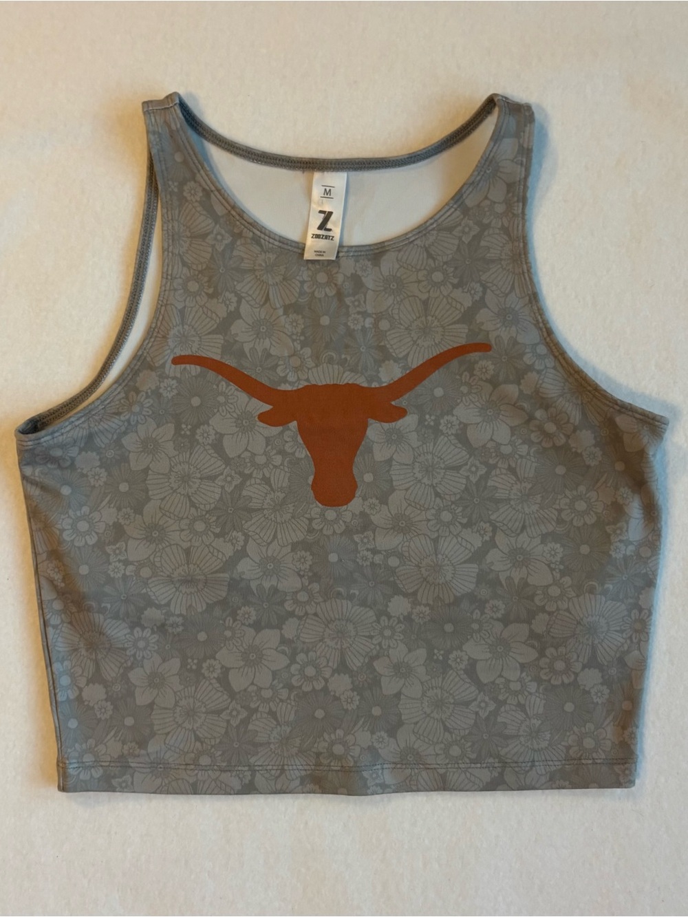 grey floral Texas Longhorns athletic cropped tank top - size M